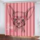 Blackout Curtains For Bedroom 2 Panels, 3D Stylish Pink Animal Dog Pattern Thermal Curtains For Living Room Eyelet, Modern Super Soft Microfiber Drapes For Home Decoration 220X218Cm