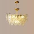 50CM Vintage Glass Chandelier Light Fixture Modern Round Crystal Drum Chandelier for Dinning Table Pearl Bead Dimmable LED Large Gold Ceiling Pendant Lights for Living Room Bedroom