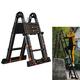 Black Alumitelescoping Ladder with Wheels and Support Bar, A-Frame Lightweight Extension Ladder for Home Rooftops/Black/2.9M+2.9M/9.5Ft+9.5Ft