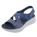 EMAlusher Women's Blue Sandals, Women's Sandals 42, Hiking Sandals, Leisure Summer Sandals, Sporty Sandals, Comfortable Platform Toe Sandals with Velcro Beach Sandals, Wide H Mules, blue, 7 UK