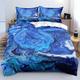 Single Duvet Cover Set Dark Blue Marble Single Duvet Cover Set Polyester Breathable,Comforter Four Seasons Bedding With 2 Pillowcases,Easy Care Single Duvet Cover