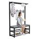 Coat Rack And Shoe Bench With Storage Cubby - 3 In 1 Design Shoe Rack For Entryway, Bedroom, Living Room - 2-Tier Shelf, 10 Hanger Hooks - Organizer Furniture