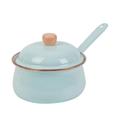 Amosfun Enamel Mini Warmer Pan with Wood Knob Lid Nonstick Mini Butter Warmer Saucepan Melting Pot with Handle for Boiling Water Noodle Coffee Baby Food