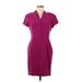 Papell Too Casual Dress - Shirtdress: Burgundy Dresses - Women's Size 8 Petite