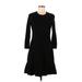 Ann Taylor Casual Dress - Fit & Flare: Black Solid Dresses - Women's Size Medium