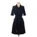 Ellen Tracy Casual Dress - Shirtdress: Blue Dresses - Women's Size 8