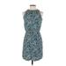 Ann Taylor LOFT Casual Dress - Mini Mock Sleeveless: Blue Print Dresses - Women's Size X-Small Petite