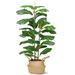 Primrue 39 Inch Artificial Plant, Fake Fiddle Leaf Fig Tree Plant Potted Plastic in Green | 6.69 W x 40.16 D in | Wayfair