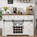 August Grove® Farmhouse Bar Cabinets, coffee Wine Cabinet w/ Sliding Barn Door, wine Rack, white,54in, Glass | 34.45 H x 53.94 W x 15.75 D in | Wayfair