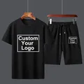 Logo personalizzato nuova estate moda uomo tuta sportiva stampa cotone t-shirt pantaloncini comodi