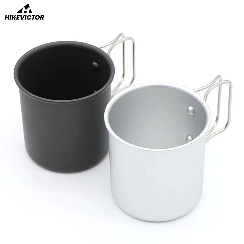 Hikevictor Camping Kaffeetasse 300ml Aluminium ultraleichte Tee becher Klapp griff Wandern Picknick Outdoor Kit Reise Kochgeschirr Image