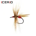 ICERIO 6PCS Rot Rostigen Ant Fly Dry Fliegen Widerhaken Haken Forelle Angeln Fly Lure Köder