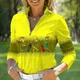 Damen Golf Polo Langarmhemd atmungsaktiv schnell trocknenden Cartoon-Druck Herbst und Winter Reiß