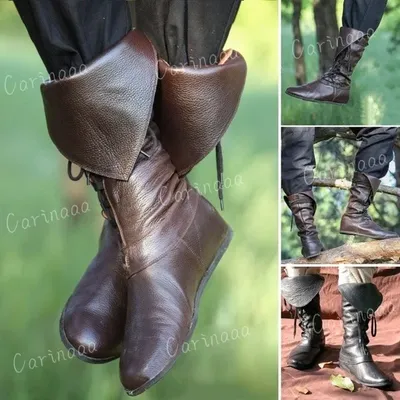 Cosplaydiy männer Medieval Leder Schuh Mittelalter Stiefeletten Viktorianischen Renaissance Boot Schuhe Image