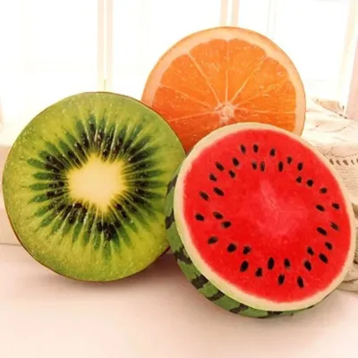 1pc 33cm Obst Muster Runde Plüsch Kissen Obst Form Sofa Kissen Haushalts Liefert Hause Textilien Image
