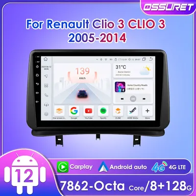 Ossuret-Autoradio Android CarPlay pour Renault Clio 3 2005 - 2014 UI7862 9 " 2Din Limitation RDS
