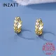 INZATT-Boucles d'oreilles créoles en argent regardé 925 véritable pour femme feuilles végétales