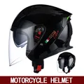 Casque de moto rétro intégral pour homme et femme anti-buée double lentille cross-country