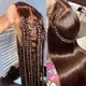 Perruque Lace Front Brésilienne Naturelle Cheveux Lisses Brun Chocolat 13x4 13x6 Transparent