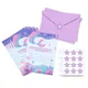 Cartes d'invitation coquillage sirène dessin animé pour filles enveloppes violettes autocollants