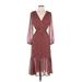 J.Crew Casual Dress - Midi: Burgundy Polka Dots Dresses - Women's Size 4