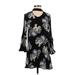 Blu Pepper Casual Dress: Black Floral Motif Dresses - Women's Size Small