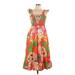 The Drop Casual Dress: Orange Floral Motif Dresses - Women's Size Large