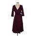 Kiyonna Casual Dress - Midi: Burgundy Solid Dresses - Women's Size 0 Plus