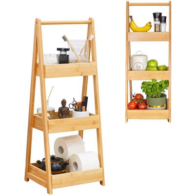 100% Bambus Badregal mit 3 Körben - 30x26x78 Küche Bad wc - Holz Regal für Bad Image