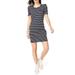 Classic Stripe Puff Short Sleeve Cotton Dress