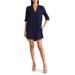 Novak Split Neck Three-quarter Sleeve Dress