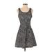 Express Casual Dress - A-Line: Gray Brocade Dresses - Women's Size X-Small