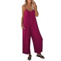 knqrhpse Jumpsuits For Women Wide Leg Pants For Women Loose Sleeveless Jumpsuits Strap Stretchy Long Pant Romper Jumpsuit With Pockets Pants For Women Hot Pink M