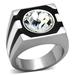 HOOWLPOEN High polished (no plating) Stainless Steel Ring with Top Grade Crystal in Clear