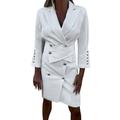 iOPQO crop tops for women Women Casual Light Weight Thin Long Jacket Slim Coat Long Sleeve Button Down Chest Pocketed Coats Buttons Blazer Women s Blazers White S