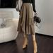 PIKADINGNIS New Elegant Irregular Skirts Women Fashion Patchwork High Waist Midi Skirt Female Korean Chic Ruffles A-line Skirt