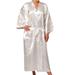 Men Satin Chinese Dragon Kimono Silk Bathrobe Pajamas Sleepwear Gown Bath Robe