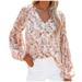 knqrhpse Long Sleeve Shirts For Women Womens Tops Women s Casual Boho Floral Print V Neck Long Sleeve Loose Blouses Shirts Tops Hoodies For Women Pink XL