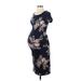 Isabel Maternity Casual Dress: Blue Floral Motif Dresses - Women's Size Small
