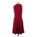 United Colors Of Benetton Casual Dress - Fit & Flare: Burgundy Solid Dresses - Women's Size Small