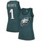 Women's Majestic Threads Heathered Green Philadelphia Eagles Name & Number Tri-Blend Tank Top