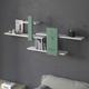 Modern Wall Mounted Shelves Floating Shelving in White & Green Wooden Wall Shelf