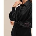LILYSILK Ladies Silk Shirt Black UK 22 Momme Silk Smooth Delicate Lace Silk Tops XXL