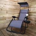 Multi Position Garden Gravity Relaxer Chair Sun Lounger with Sun Canopy in Grey
