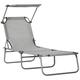 Outsunny Folding Chair Sun Lounger w/ Sunshade Garden Recliner Hammock Grey
