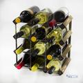 Classic 12 bottle dark oak stained wood and galvanised metal wine rack self assembley