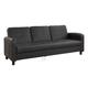 Sofa Bed with Magazine Pocket Cup Holder Faux Leather 3 Seater Modern Design, Black