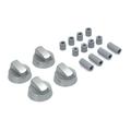 FOR Zanussi Oven Knob Silver Gas Hob Cooker Universal Switch Knobs + Adaptors x4