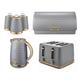 Tower Empire Grey Jug Kettle 4 Slice Toaster Bread Bin & Canisters Set