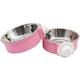 KuTi Kai 2 IN 1 Stainless Steel Pet Hanging Bowl Removable Dog Bowl for Crates Puppy Food Feeder Water Dish with Bolt Holder Dog Pink (Small-2-Pcs)